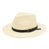 Cappello Fashion Ivory Panama Hat Indiana Style With Leather Strap on white background
