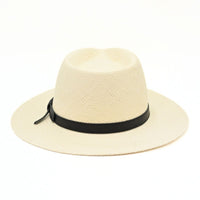 Cappello Fashion Ivory Panama Hat Indiana Style With Leather Strap on white background