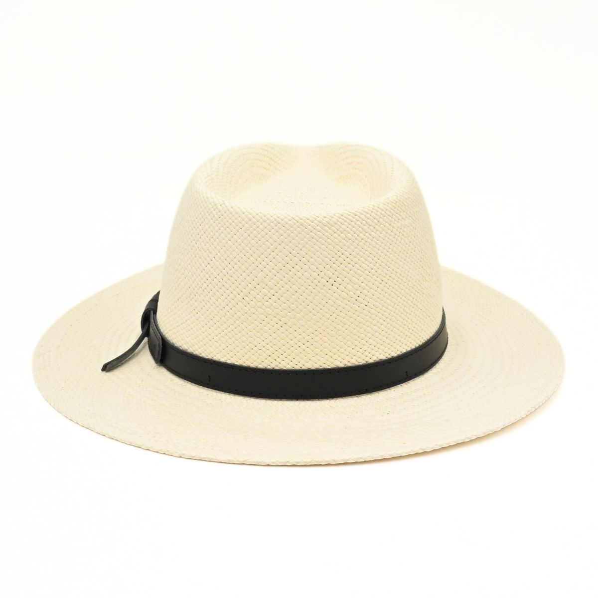 Cappello Fashion Ivory Panama Hat Indiana Style With Leather Strap on white background