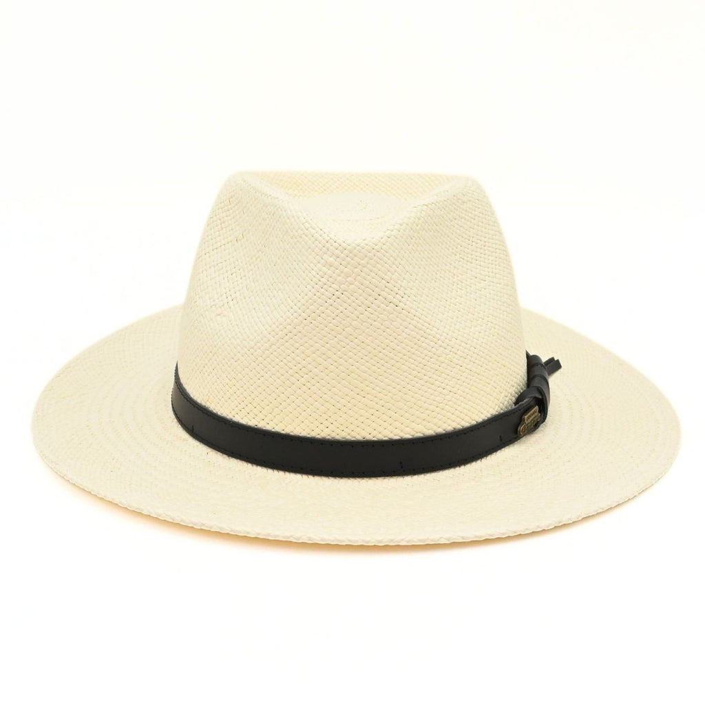 Cappello Fashion Ivory Panama Hat Indiana Style With Leather Strap on white background