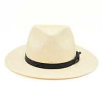 Cappello Fashion Ivory Panama Hat Indiana Style With Leather Strap on white background