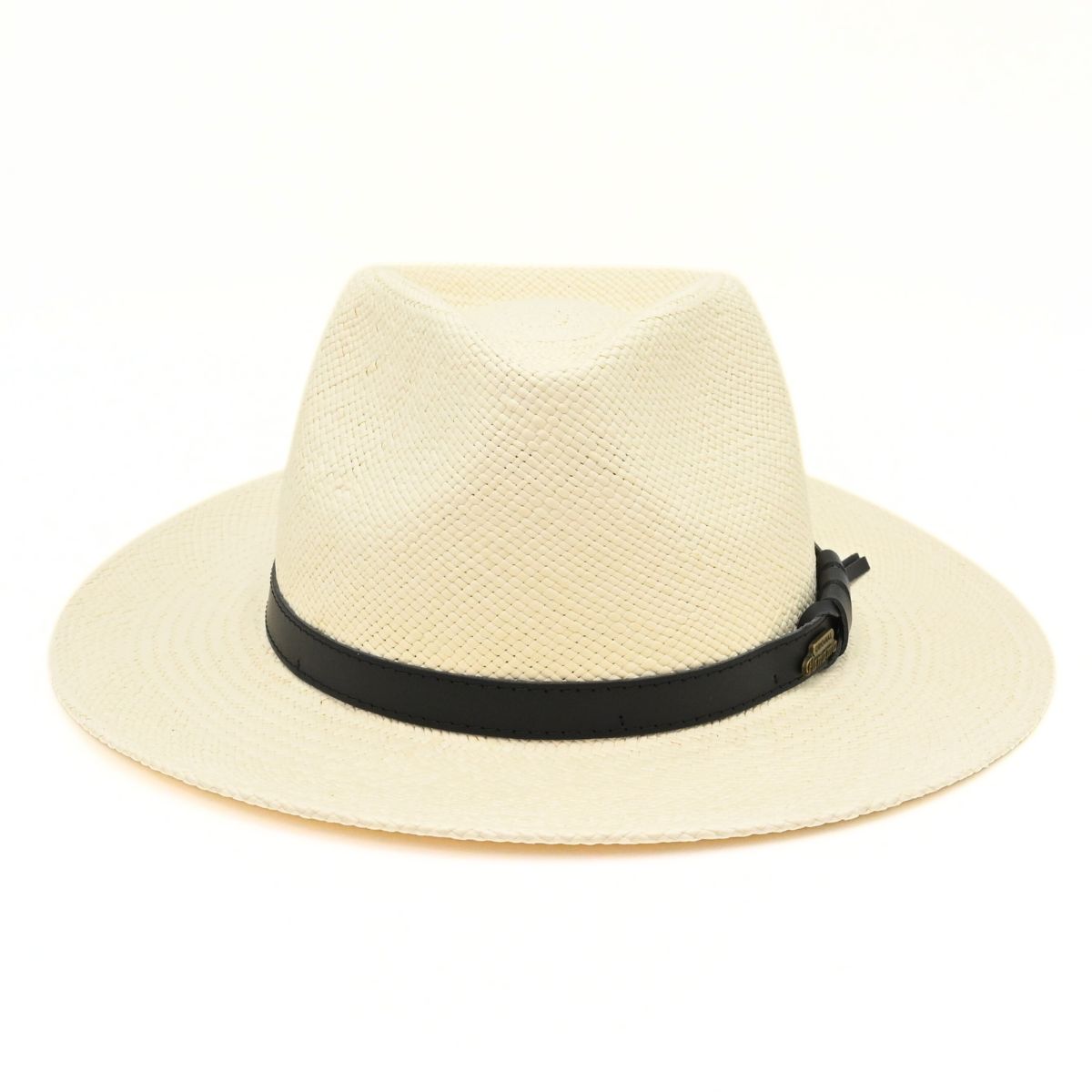 Cappello Fashion Ivory Panama Hat Indiana Style With Leather Strap on white background