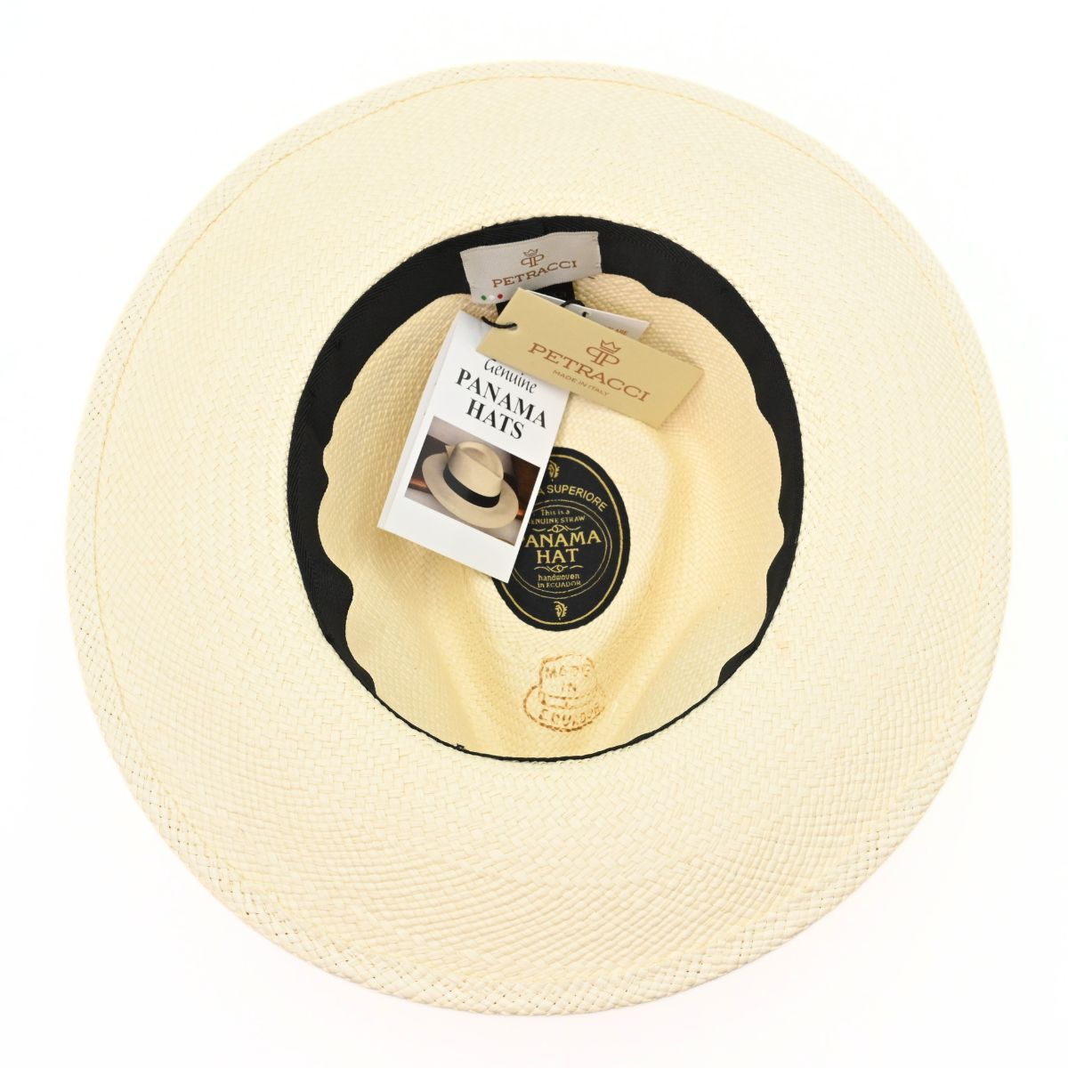 Cappello Fashion Ivory Panama Hat Indiana Style With Leather Strap on white background