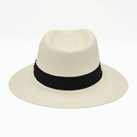 Ivory Panama Hat Indiana Style With Grosgrain Ribbon on white background