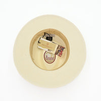 Ivory Panama Hat Indiana Style With Grosgrain Ribbon on white background