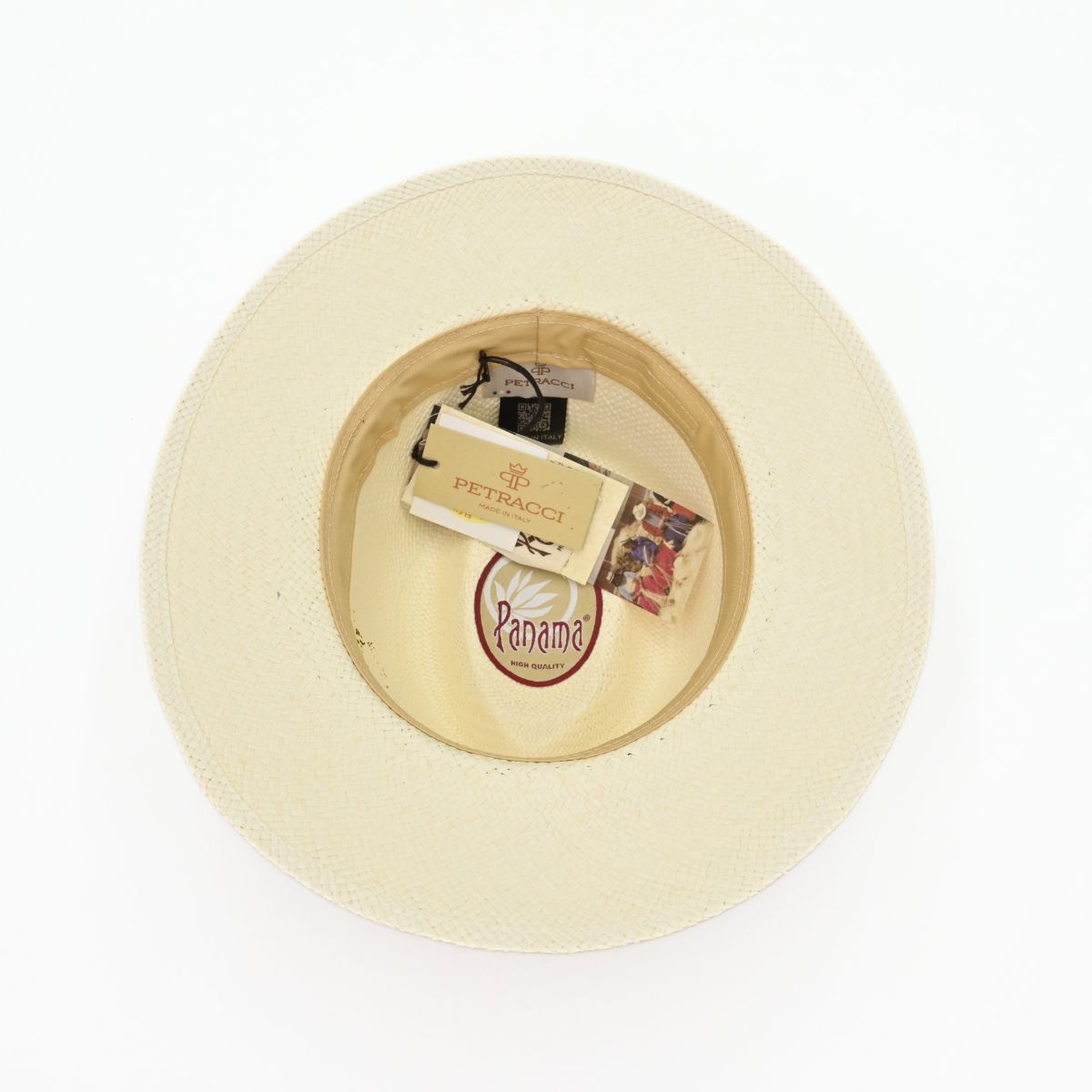 Ivory Panama Hat Indiana Style With Grosgrain Ribbon on white background