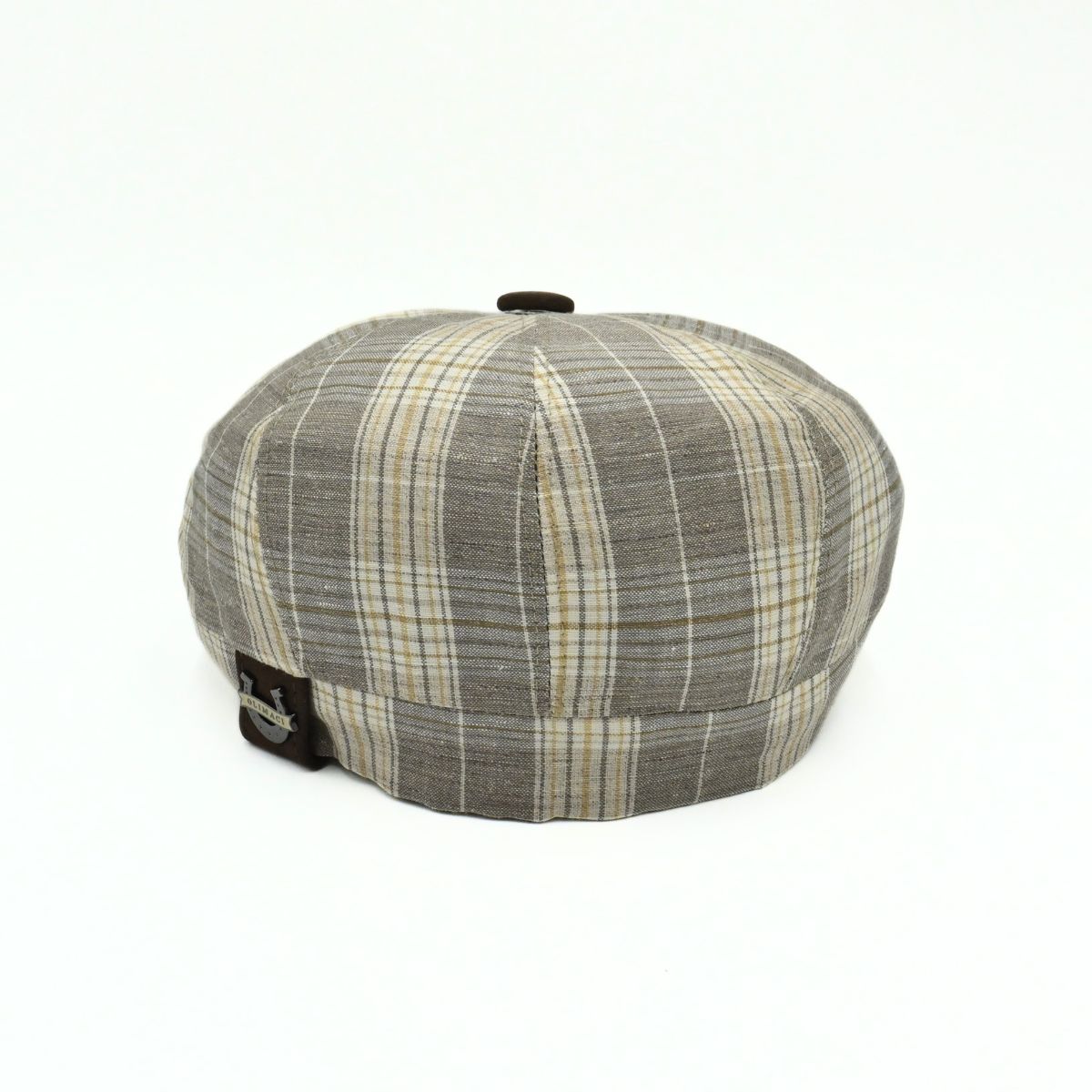 Beige Trieste Plaid Newsboy Hat on white background