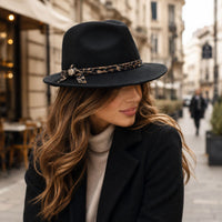 Women's Alpine Hat black on woman in the city