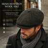 man in Irish Newsboy Wool Hat. brown blue multicolor 