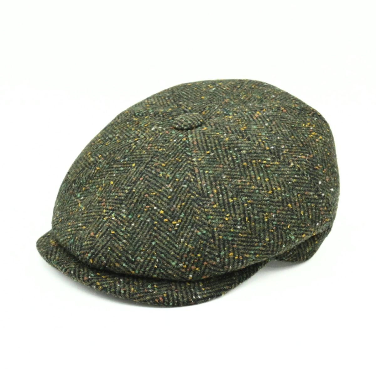 Green 8 panel Irish Newsboy Fantasy Hat on white background