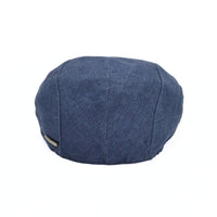 Blue Flat Cap with Bands on white background