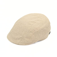 Ecru Flat Cap with Bands on white background