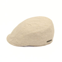 Ecru Flat Cap with Bands on white background