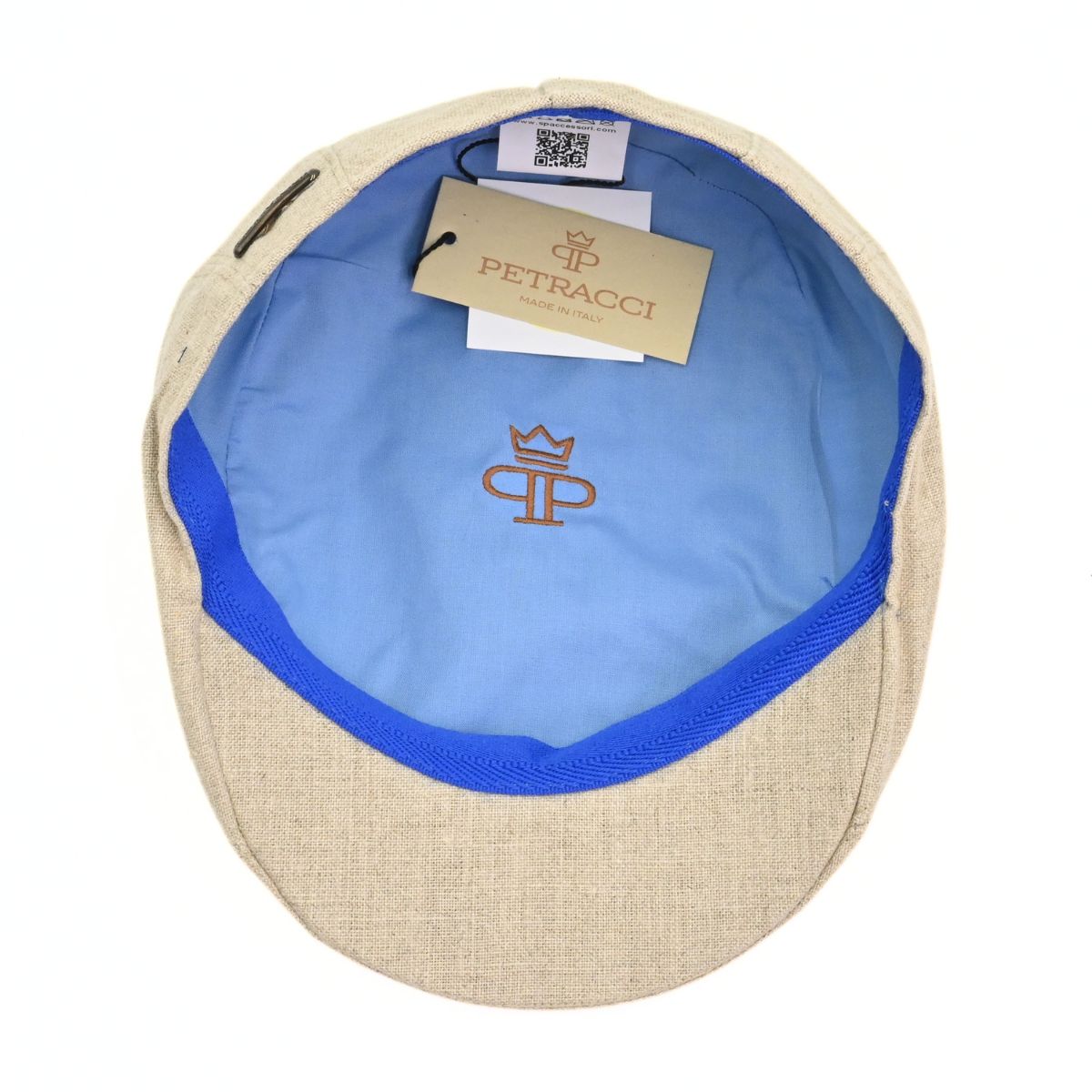 Ecru Flat Cap with Bands on white background