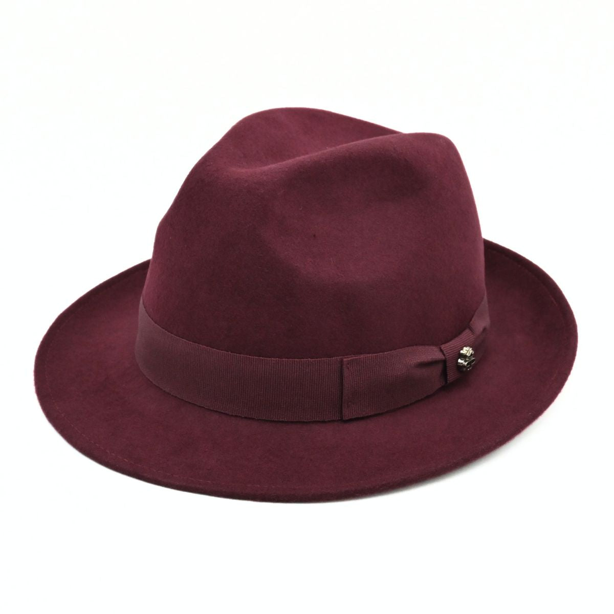 Bordo Classic 1930's Hat with a ribbon on a white background
