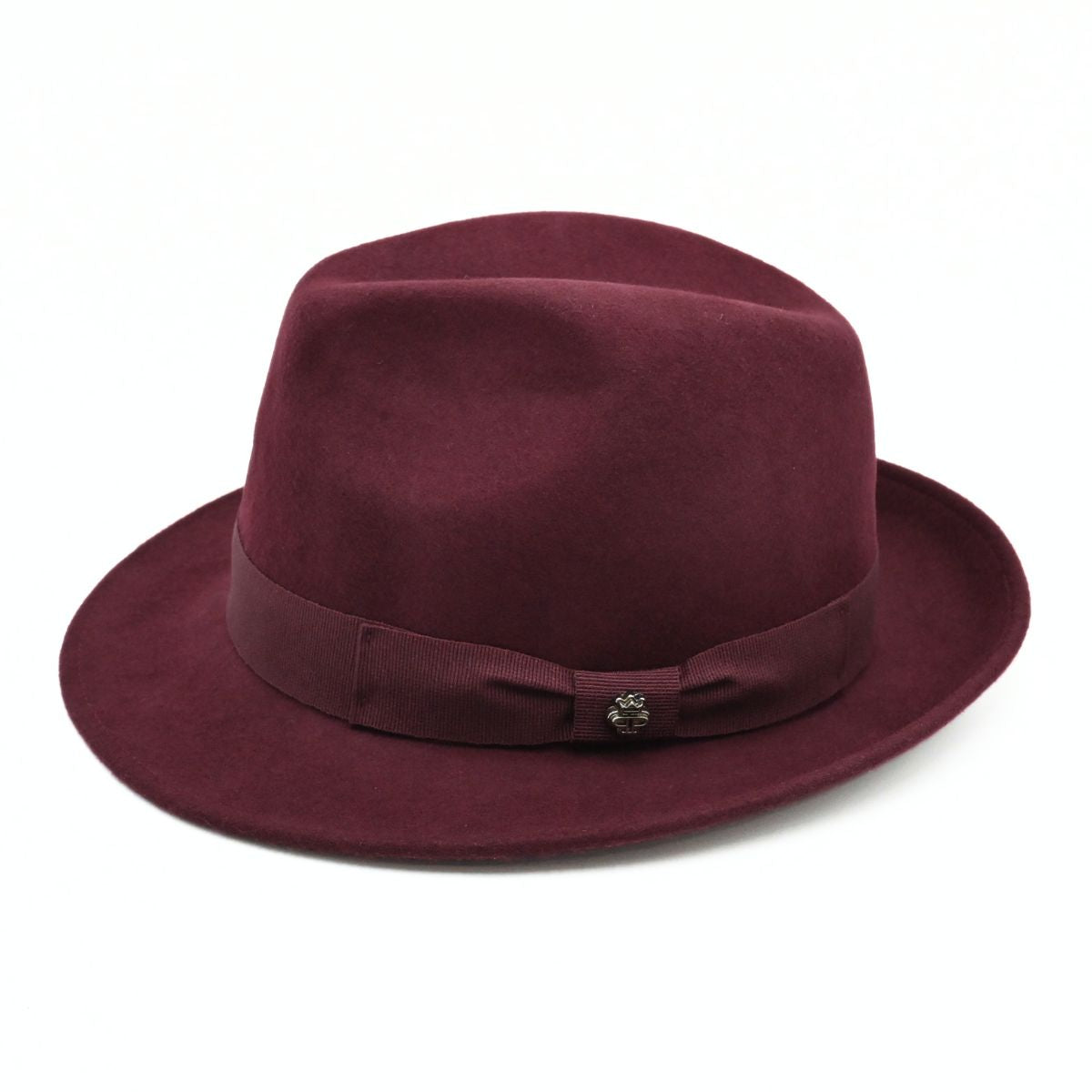 Bordo Classic 1930's Hat with a ribbon on a white background
