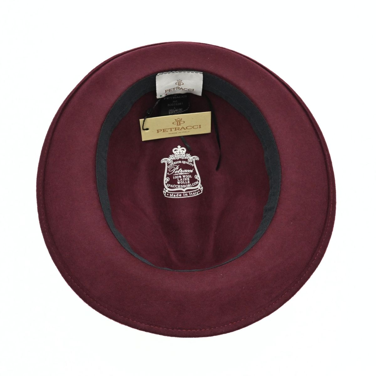 Bordo Classic 1930's Hat with a ribbon on a white background