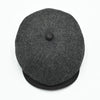 Top view: charcoal Shetland Wool Leather-Trim Newsboy hat handmade in Italy –  showing leather visor.”