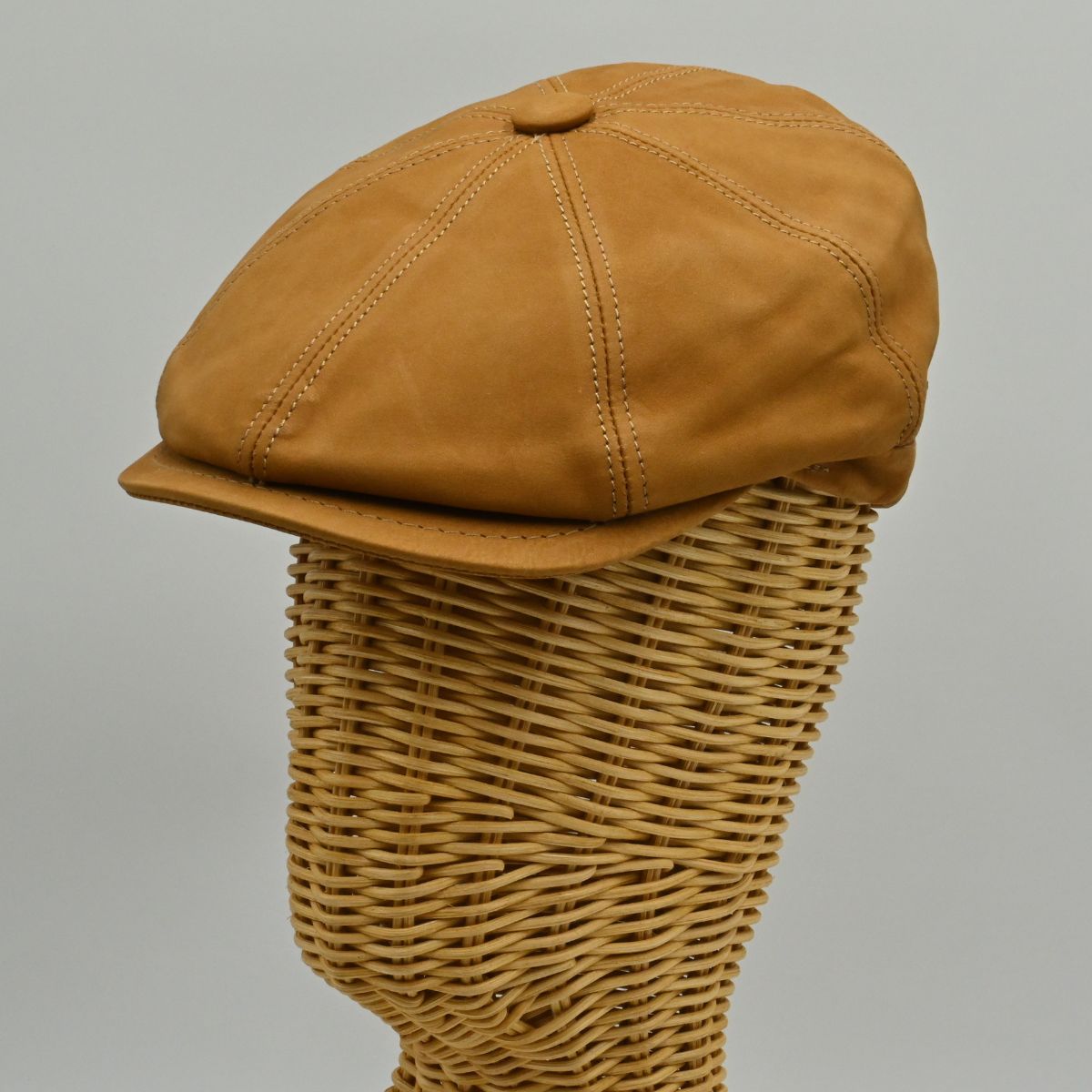 NEW YORK HAT NewBoy Leather【羊革】Lsize Leather Newsboy Hat – 100% Italian Nubuck Leather, Unisex