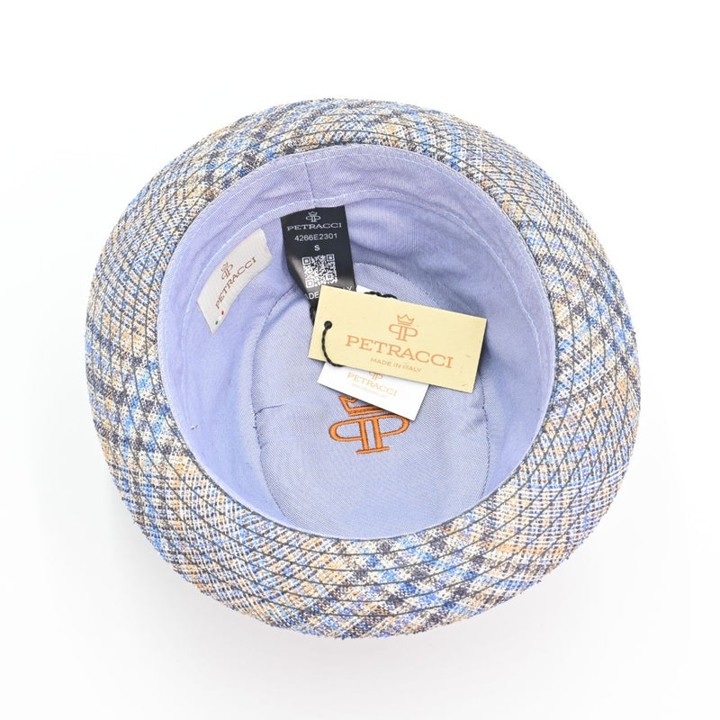 blue Jute Pork Pie interior view