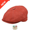 Red Firenze Leather Newsboy Hat front view