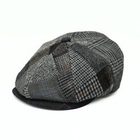 Grey Irish Newsboy Patchwork Hat front view