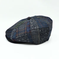 Blue Irish Newsboy Patchwork Hat side view