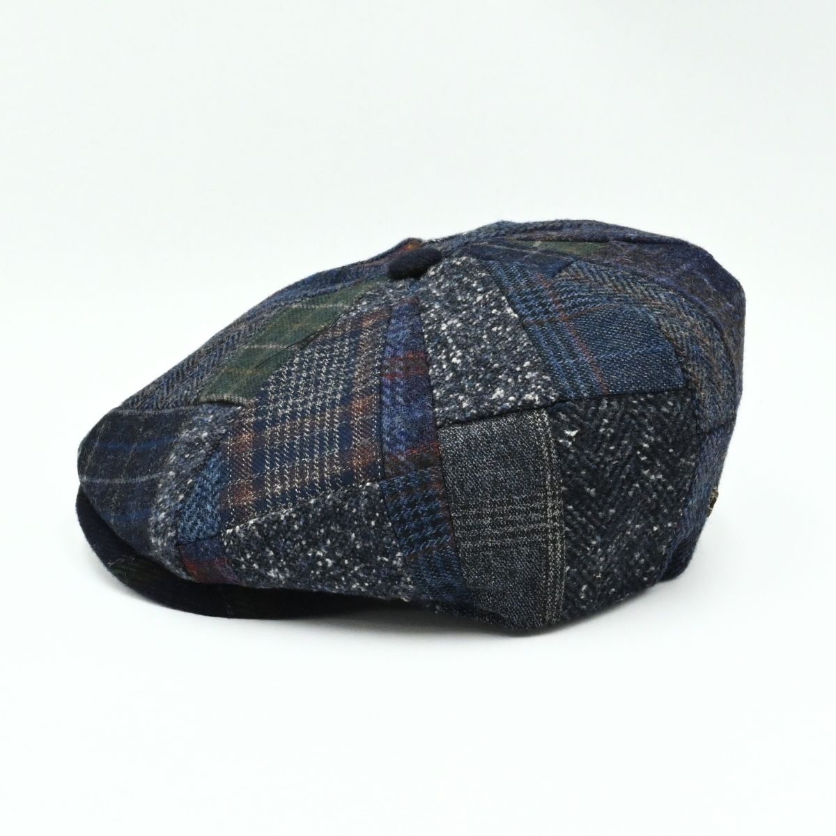 Blue Irish Newsboy Patchwork Hat side view