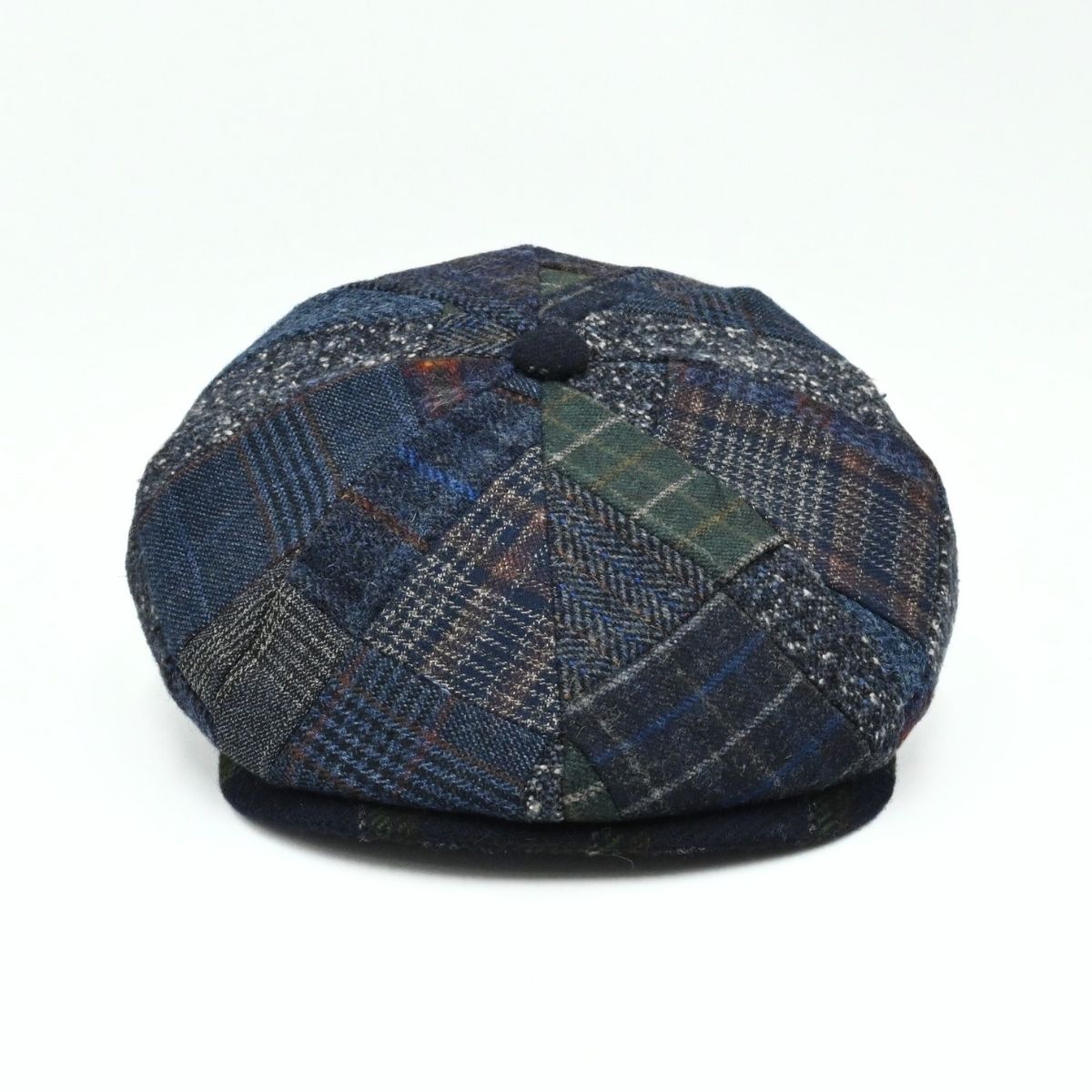 Blue Irish Newsboy Patchwork Hat front view
