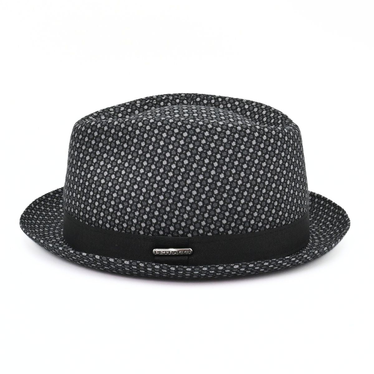 Black Royale Pork Pie Hat on white background