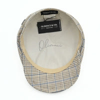 Beige Italian Prince of Wales Linen Newsboy Hat on white background