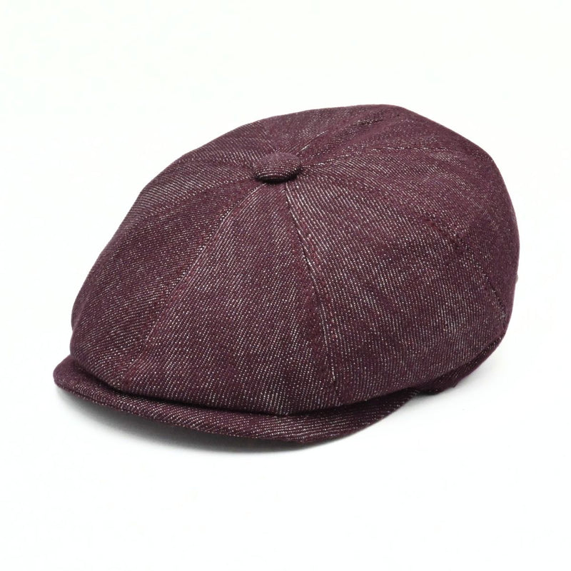 Bordo Alba classic newsboy hat Italian cotton on white background