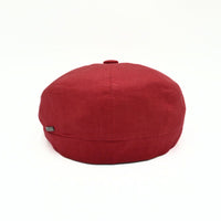 Red Rosso Linen Newsboy Hat on white background
