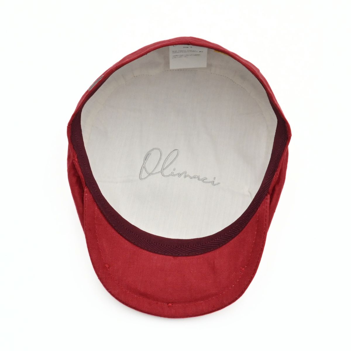 Italian Red Rosso Linen Cap o white background