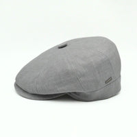 Gray Grigio Linen Newsboy Hat on white background