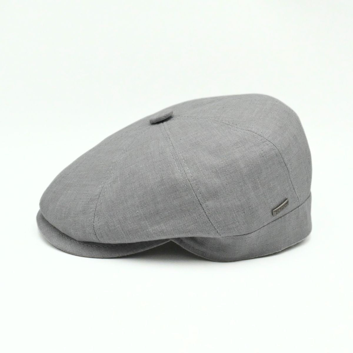 Gray Grigio Linen Newsboy Hat on white background