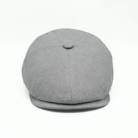 Gray Grigio Linen Newsboy Hat on white background