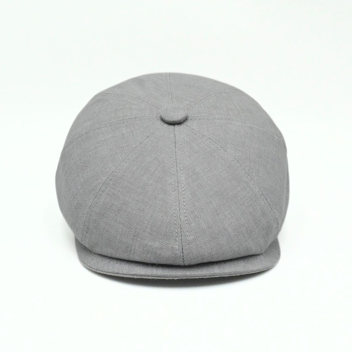 Gray Grigio Linen Newsboy Hat on white background