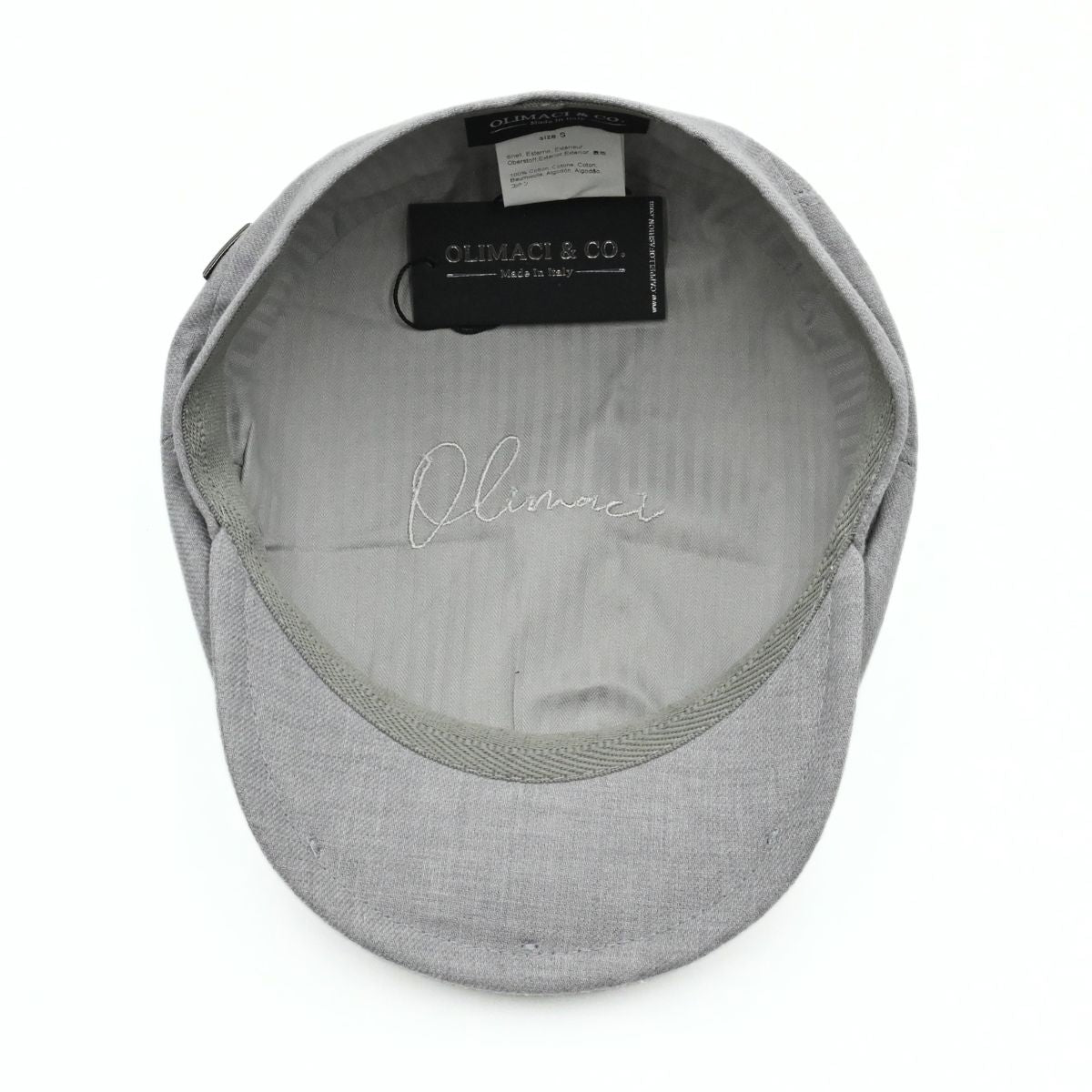 Gray Grigio Linen Newsboy Hat on white background