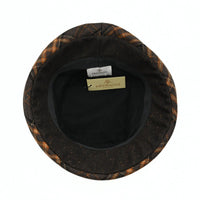 A dark brown Vittoria Women's Wool Cloche Hat – Plaid Accents with a matching fabric band, shown against a plain white background.