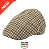 front view of beige Pied de Poule wool cap in earth-tone pattern