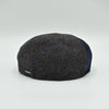 Back view of the navy Bergamo Cap – Italian-made wool patchwork design