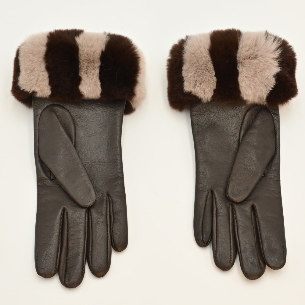 Women's Chinchilla Cuff Lambskin Gloves inside view