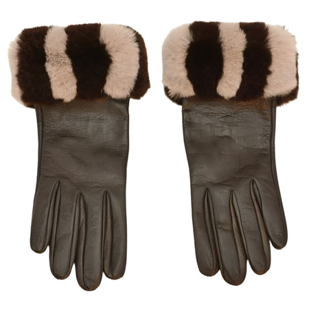 Women's Chinchilla Cuff Lambskin Gloves