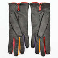 Black Women's Lambskin Cashmere Lined Leather Gloves on white background