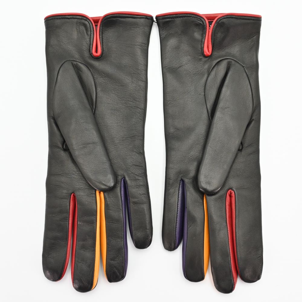 Black Women's Lambskin Cashmere Lined Leather Gloves on white background