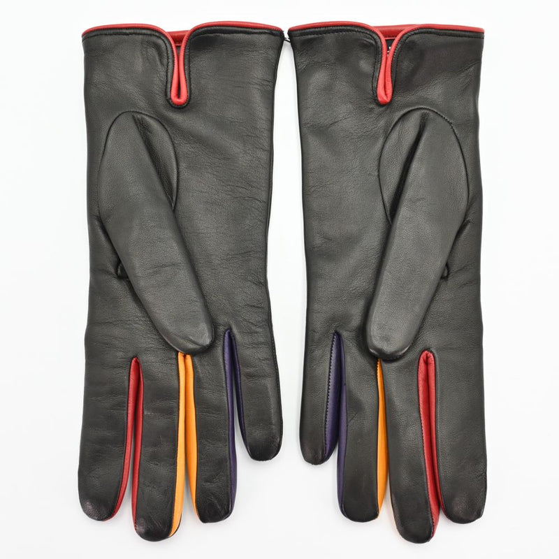 Black Women's Lambskin Cashmere Lined Leather Gloves on white background