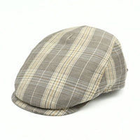 beige Trieste Plaid Driver Cap on white background