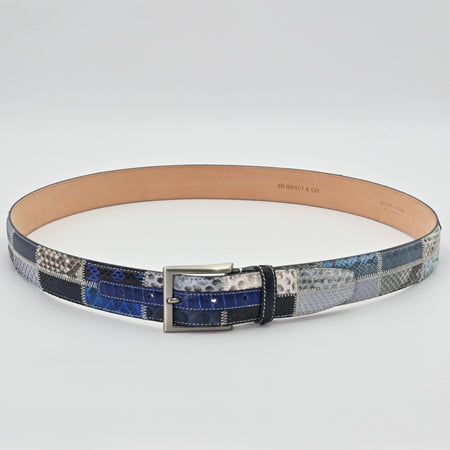 OLIMACI & CO. Python Patchwork Blue Belt